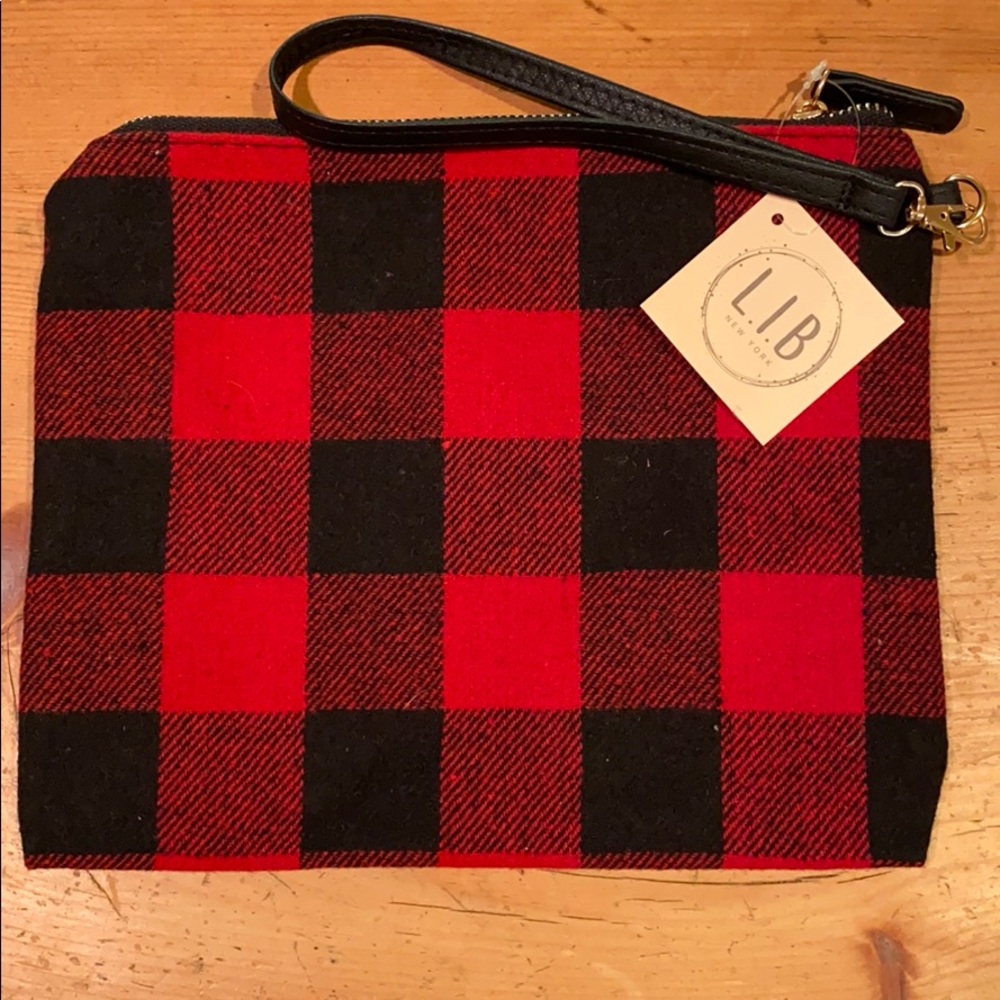 L.I.B Plaid wool clutch, new with tags